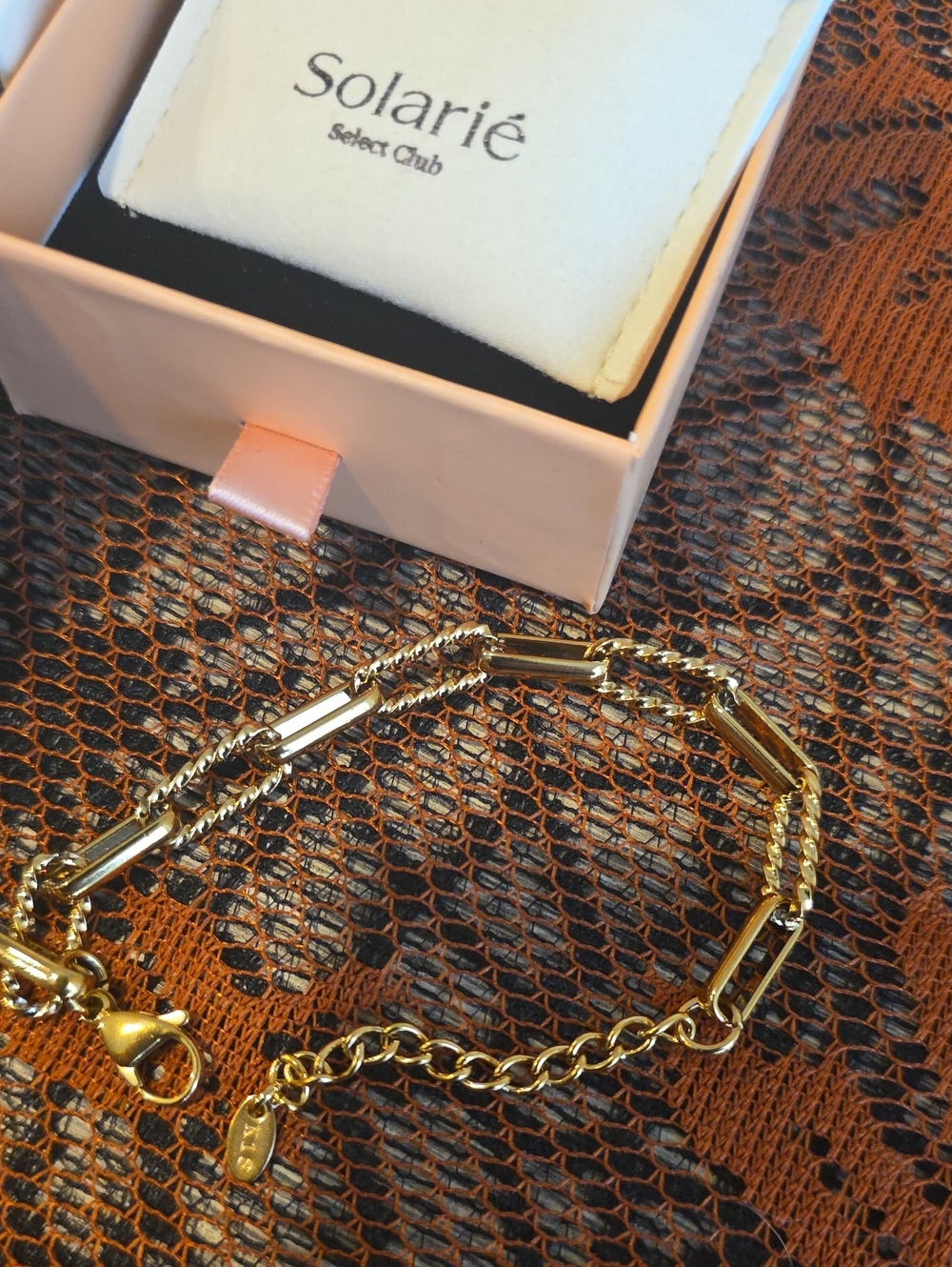 NIB Solarié Select Club 18K Gold Plated Mixed Link Chain Bracelet - Brand New